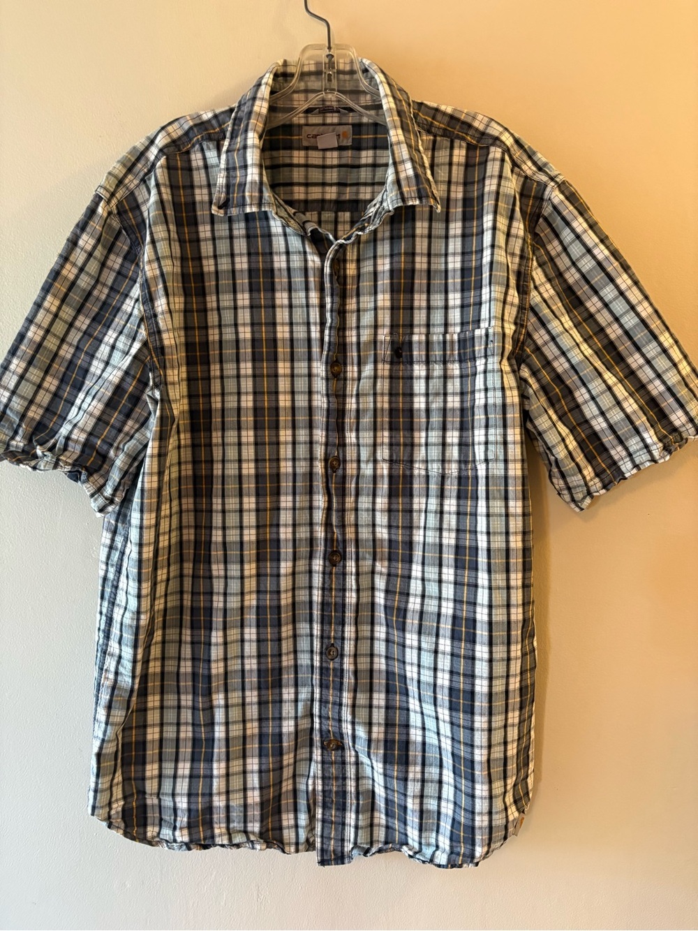 Carhartt, Plaid Short Sleeve, Button Down Shirt, Relaxed fit, Men’s Sz L.